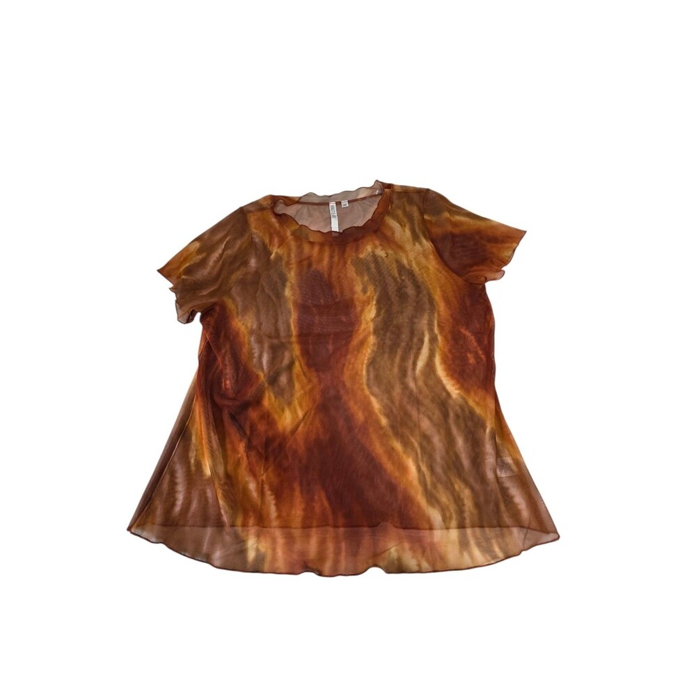Haute Fox Mesh Top Brown Rust Woman's Plus Size 3X